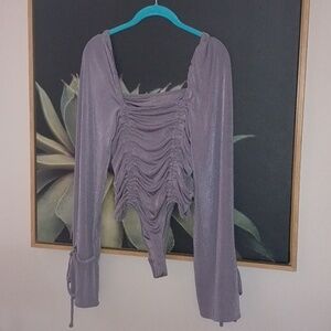 Intimately Free People Lavender Ruched Wide Sleeve Bodysuit